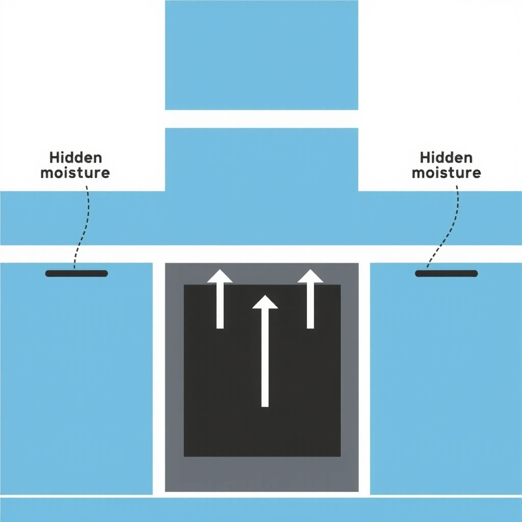 Diagram showing hidden moisture zones in cabinets